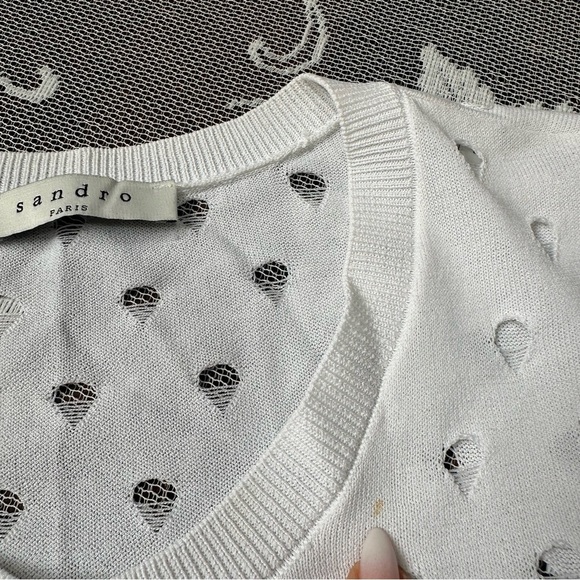 Sandro Paris White Cardigan Sz 2 - Picture 14 of 15